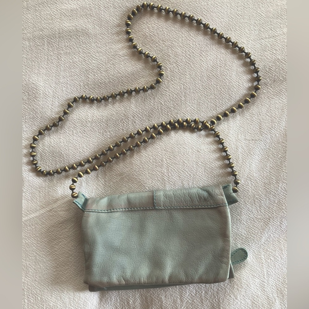 Free People Blue Clutch Purse with Beaded Strap